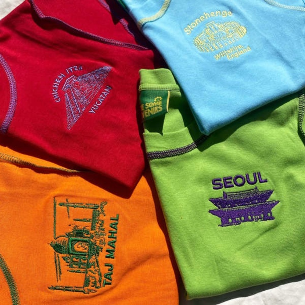 Women’s Short Sleeve Tee - Red Chichen Itza Embroidered